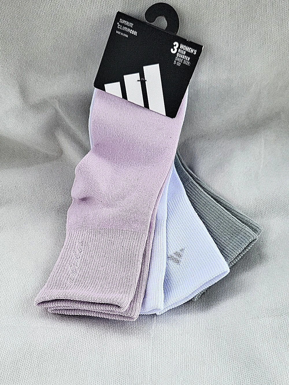 adidas Superlite ClimaCool High Quarter Socks 3-Pair Purple & Gray